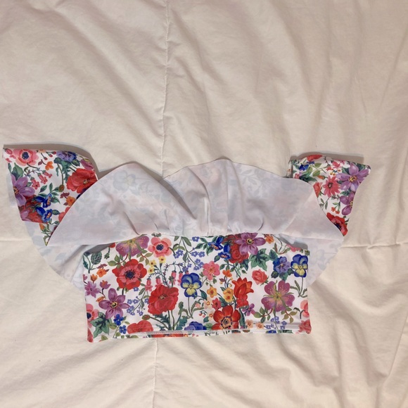NEW H&M Nathalie Lete Girls Floral Swim Top Size 10-12 youth - Picture 4 of 8